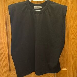 The Frankie Shop Eva Padded Shoulder Muscle Black Sleeveless T-shirt - NWT